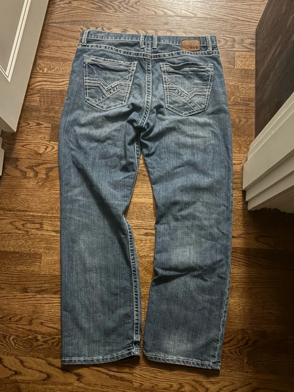 BKE Tyler Straight Men's Faded Blue western Utility cowboy jeans size 34x30